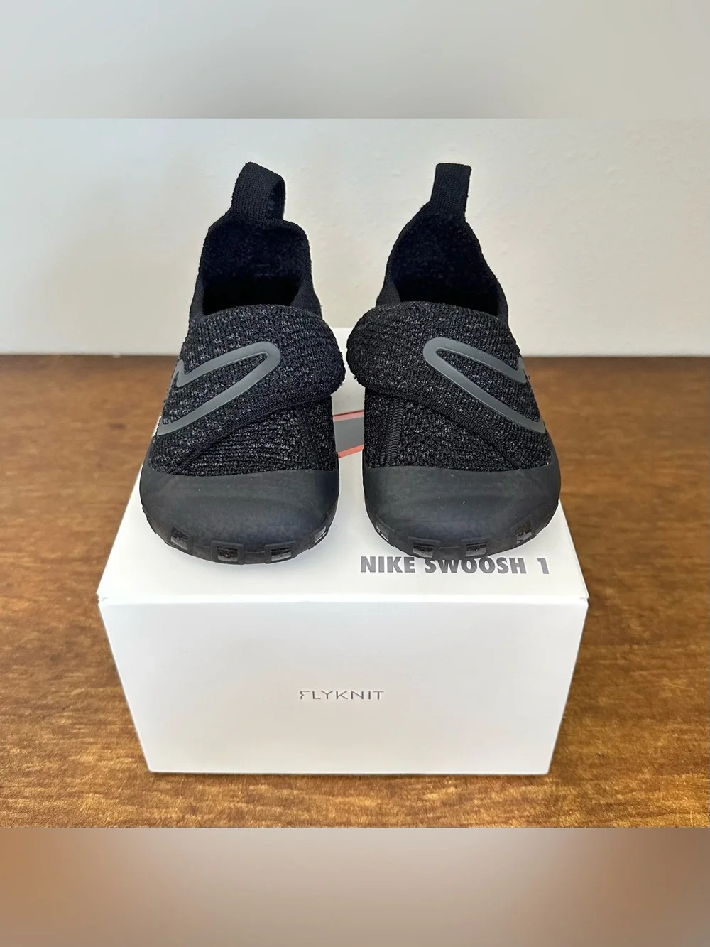 Nike Swoosh 1 Flyknit Black/Anthracite Baby TD Toddler Size 7c FB3244 003 New